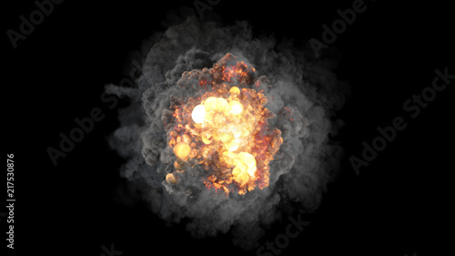 Fotografia 3D rendering of voluminous colorful explosions, shock waves and clubs filled wit