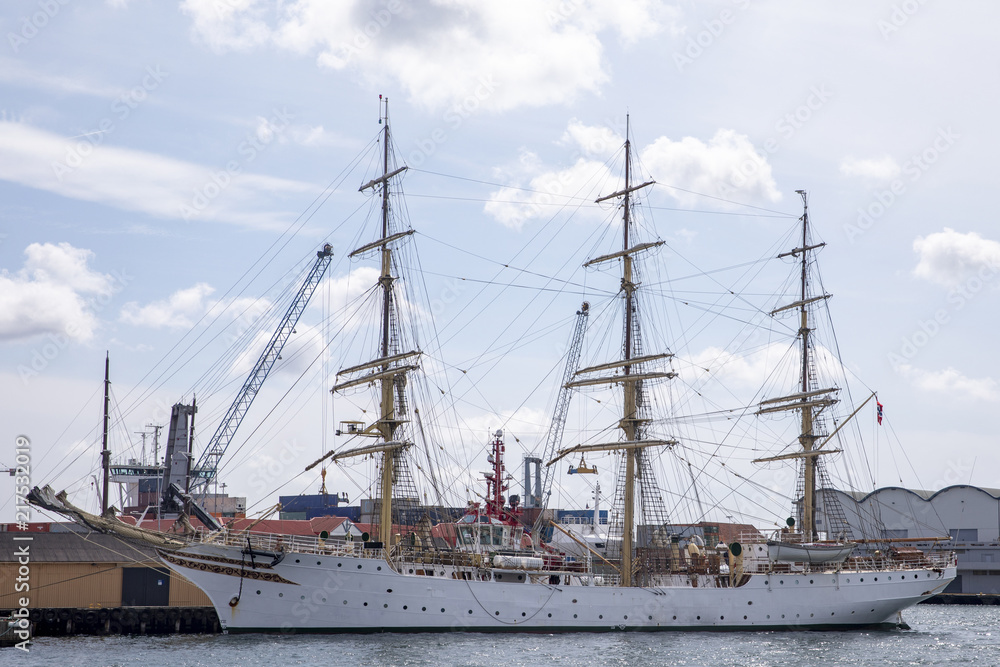 Old sailship SS Sørlandet at Kristiansand port in Norway