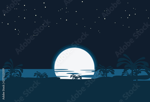 moon at sea vector illustration