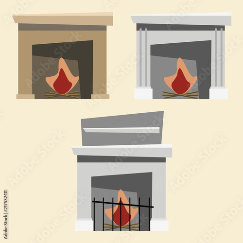 fireplace vector illustration
