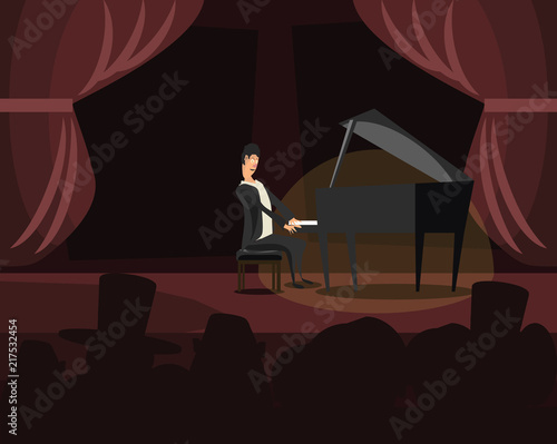 pianist on state vector illustration