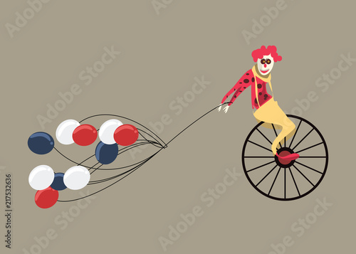 clown and balloon vector illustration