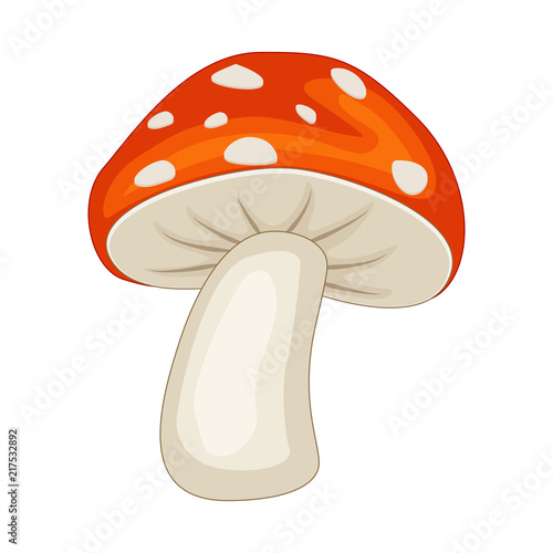 Cartoon mushroom isolated on white background. Vector