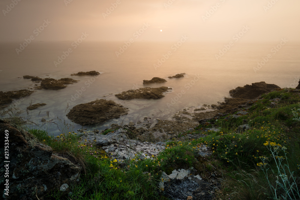 Sunset on the rocks, long exposure
