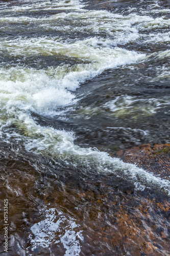 Flowing water in a river