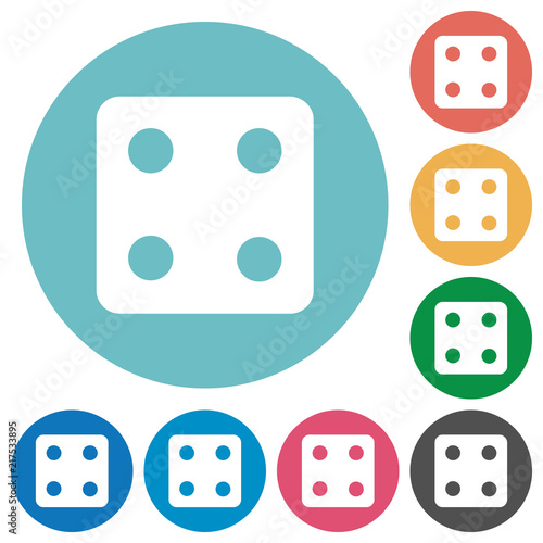 Dice four flat round icons