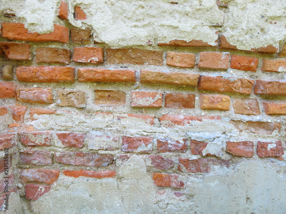 Fototapeta premium brick texture for background. Red and orange bricks.