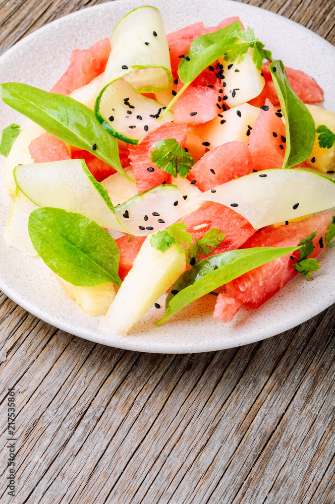 Salad with watermelon and melon Salad with watermelon and melon