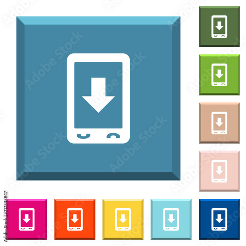 Mobile scroll down white icons on edged square buttons