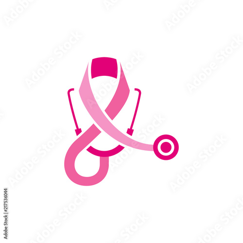 women breast cancer logo. diagnosis with stethoscope