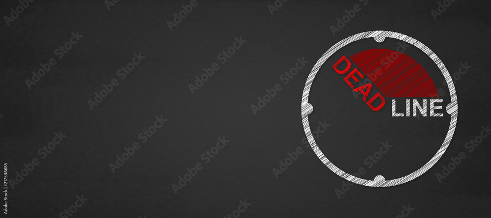 Deadline concept. Clock with words deadline on its face - obrazy, fototapety, plakaty 