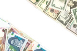 iranian rial and american dollar banknotes indicating bilateral economic relations