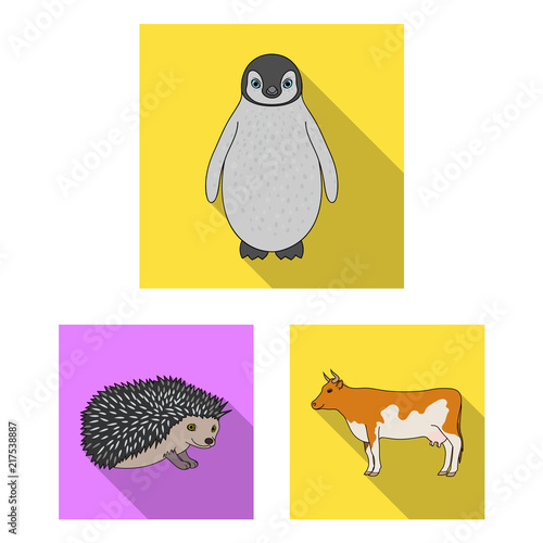 Realistic animals flat icons in set collection for design. Wild and domestic animals vector symbol stock web illustration.