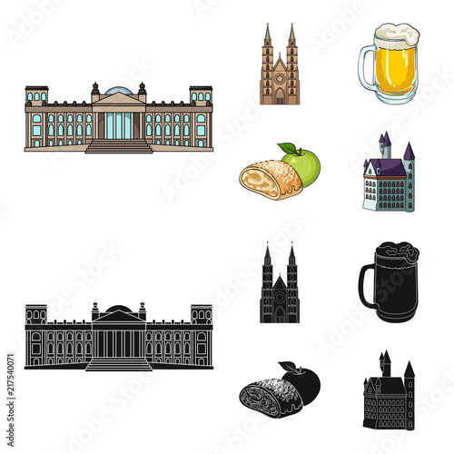 Country Germany cartoon,black icons in set collection for design. Germany and landmark vector symbol stock web illustration.