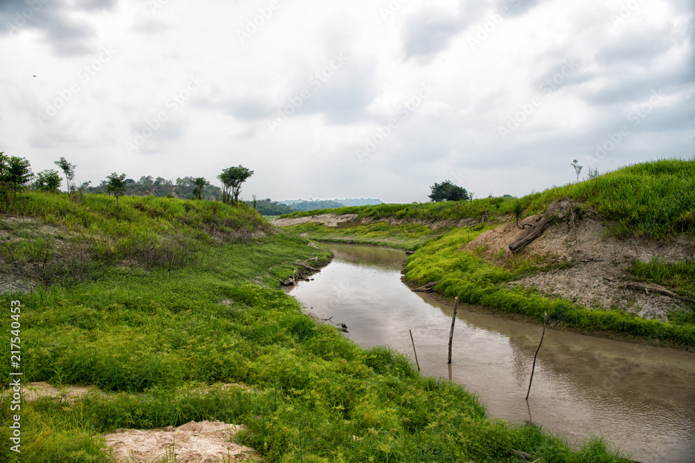 Amazon river in boca de valeria, brazil. Amazon river flow on tropical landscape on cloudy sky. Nature and wild life. Summer vacation on Amazon. Amazon river Amazon river in boca de valeria, brazil. Amazon river flow on tropical landscape on cloudy sky. Nature and wild life. Summer vacation on Amazon. Amazon river