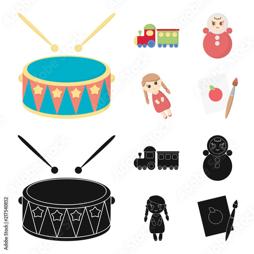 Train.kukla, picture.Toys set collection icons in cartoon,black style vector symbol stock illustration web.