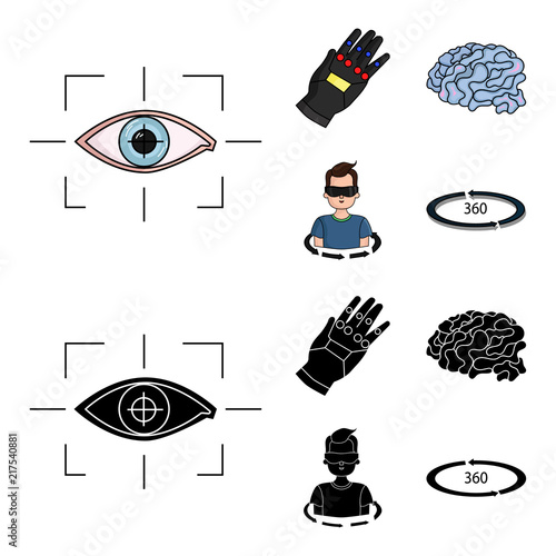 Technology, innovation, man, complemented .Virtual reality set collection icons in cartoon,black style vector symbol stock illustration web.