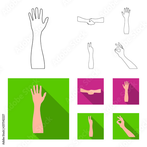 Sign Language outline,flat icons in set collection for design.Emotional part of communication vector symbol stock web illustration.