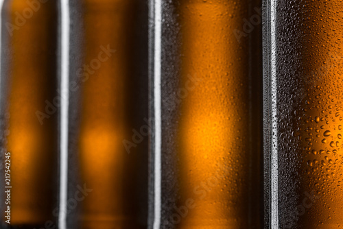 Beer bottles in macro view
