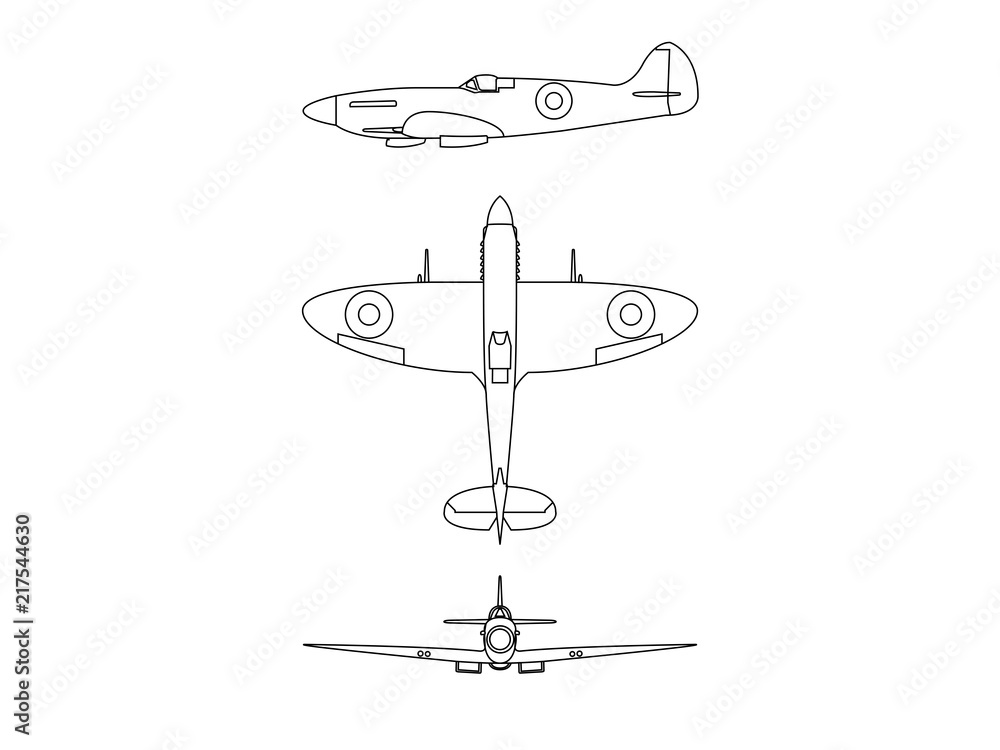 world war 2 plane Spitfire illustration world war 2 plane Spitfire illustration