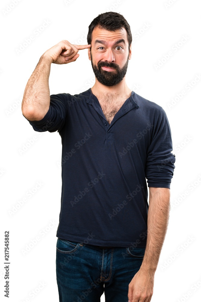 Handsome man with beard making crazy gesture Handsome man with beard making crazy gesture