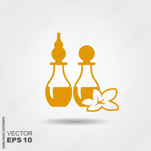 Perfume bottles with flower. Flat vector illustration