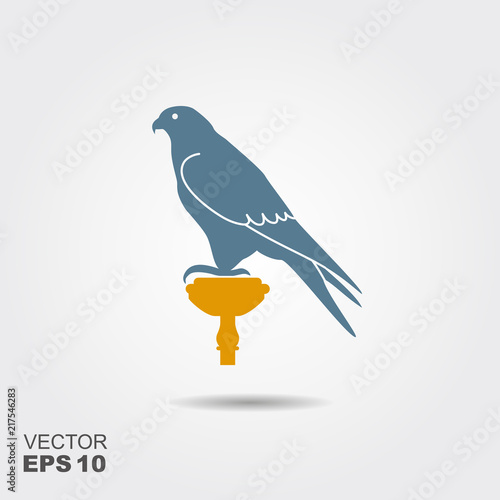Hunting Falcon. Vector flat illustration with shadow