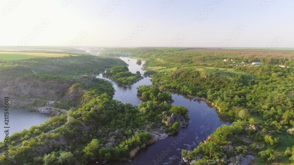 The Southern Bug River. Picturesque rocks and river rapids. The Southern Bug River. Picturesque rocks and river rapids.