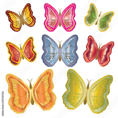 Set of colorful butterflies. Vector illustration