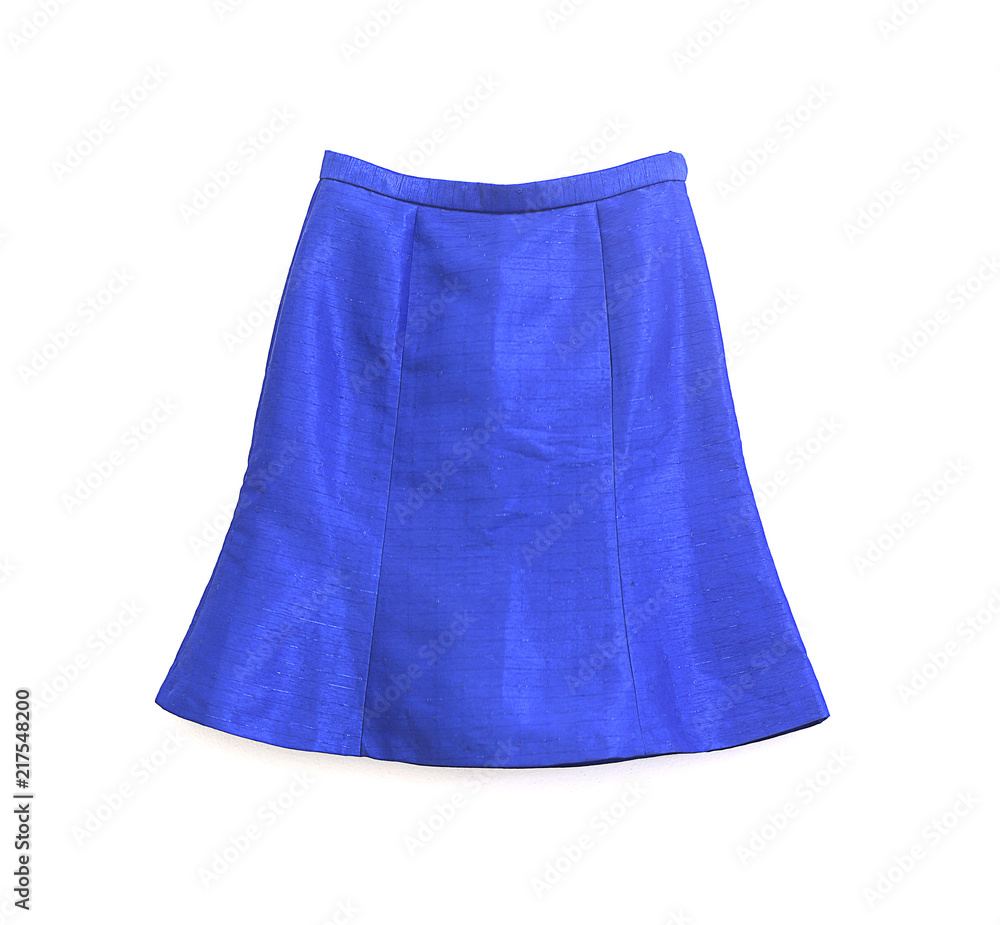 blue silk skirt isolated on white background blue silk skirt isolated on white background