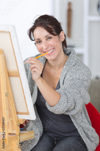 happy female painter