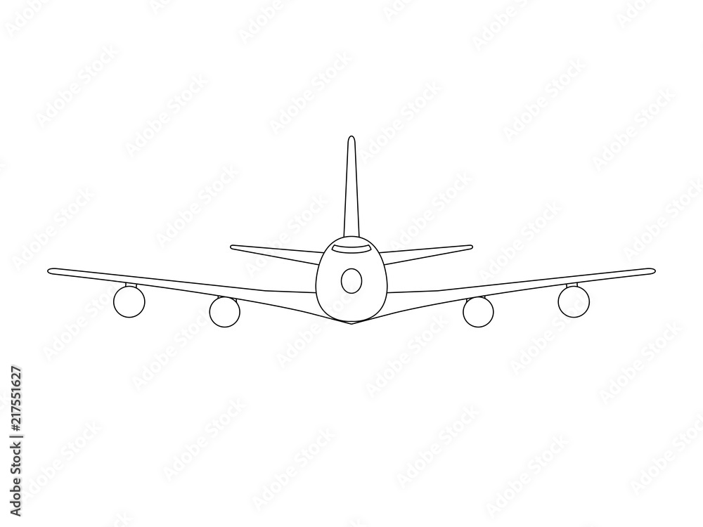 jumbo jet simple black on white background drawing vector jumbo jet simple black on white background drawing vector