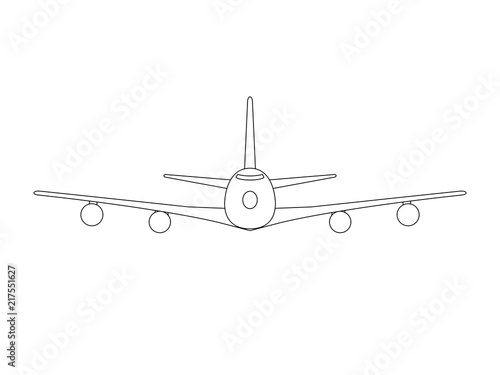 jumbo jet simple black on white background drawing vector