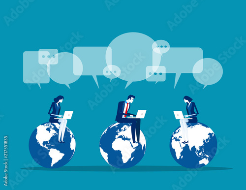 Business global communication, Concept business vector, Technology, Network and Connection, Social media.