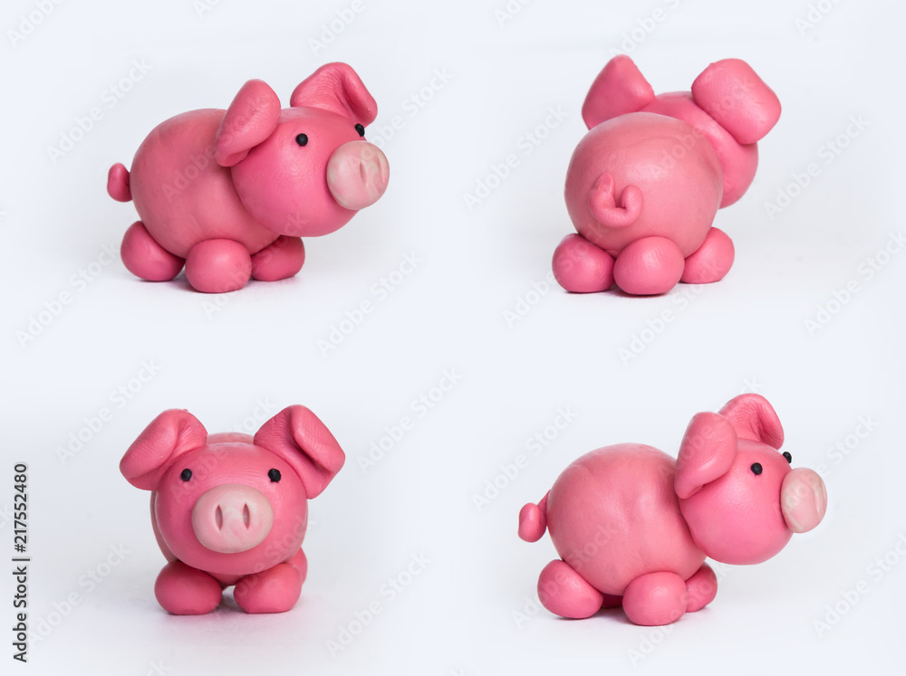 Piggi from plasticine. View from different directions Piggi from plasticine. View from different directions