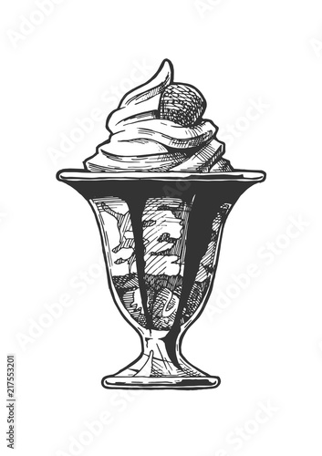 Ice Cream served in glass bowl.