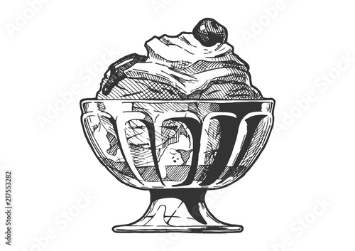 Ice Cream served in glass bowl.