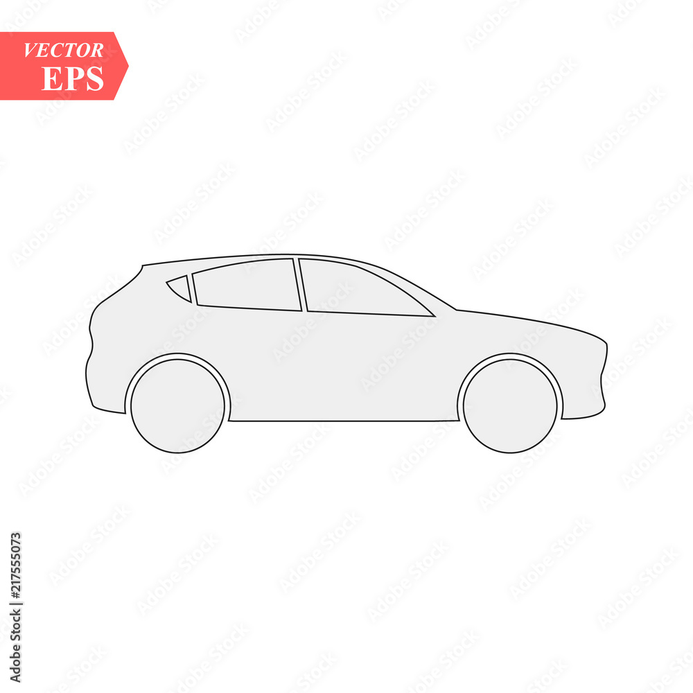 Simple Car Icon Vector. Flat Hatchback symbol. Perfect Black pictogram illustration on white background. eps10