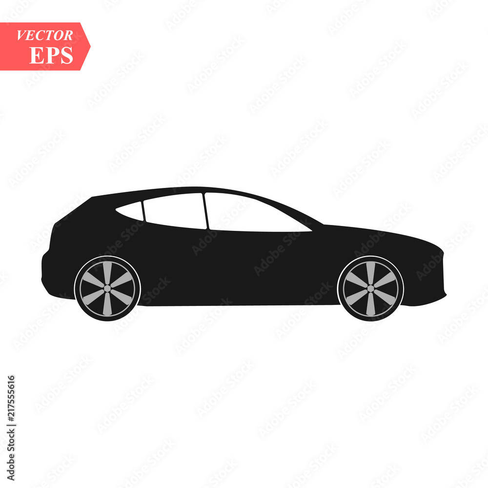 Simple Car Icon Vector. Flat Hatchback symbol. Perfect Black pictogram illustration on white background. eps10