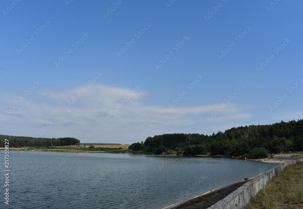 Landscape lake against a background of clear sky
