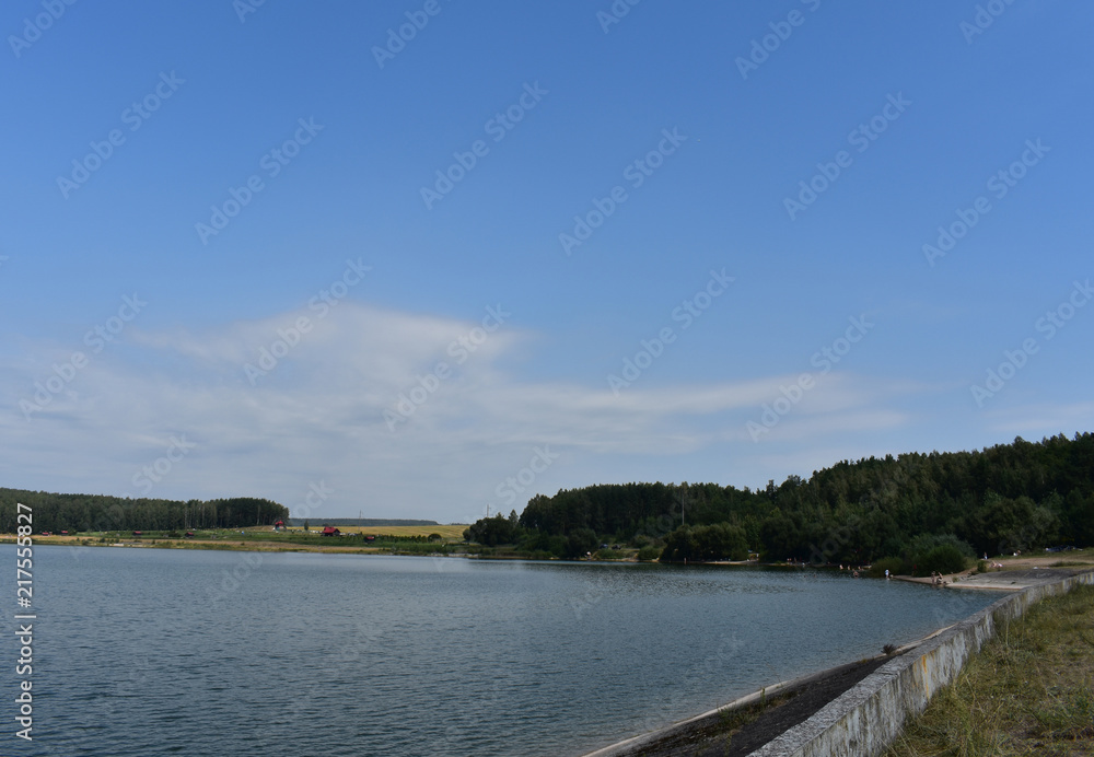 Landscape lake against a background of clear sky Landscape lake against a background of clear sky