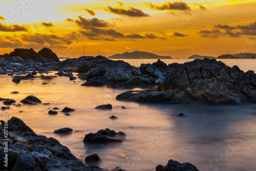 Seascape,Beautiful sunset scenery with rocks,Koh lipe, Thailand.
