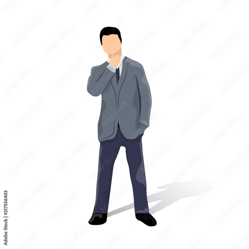 Businessman character standing on white background , vector illustration Businessman character standing on white background , vector illustration