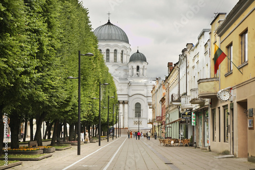 Fototapeta Liberty boulevard - Laisves aleja in Kaunas. Lithuania