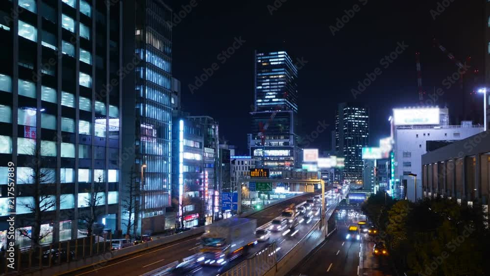 東京夜景・タイムラプス・高速道路