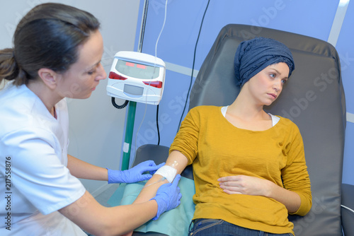 cancer patient receiving a chemotheraphy