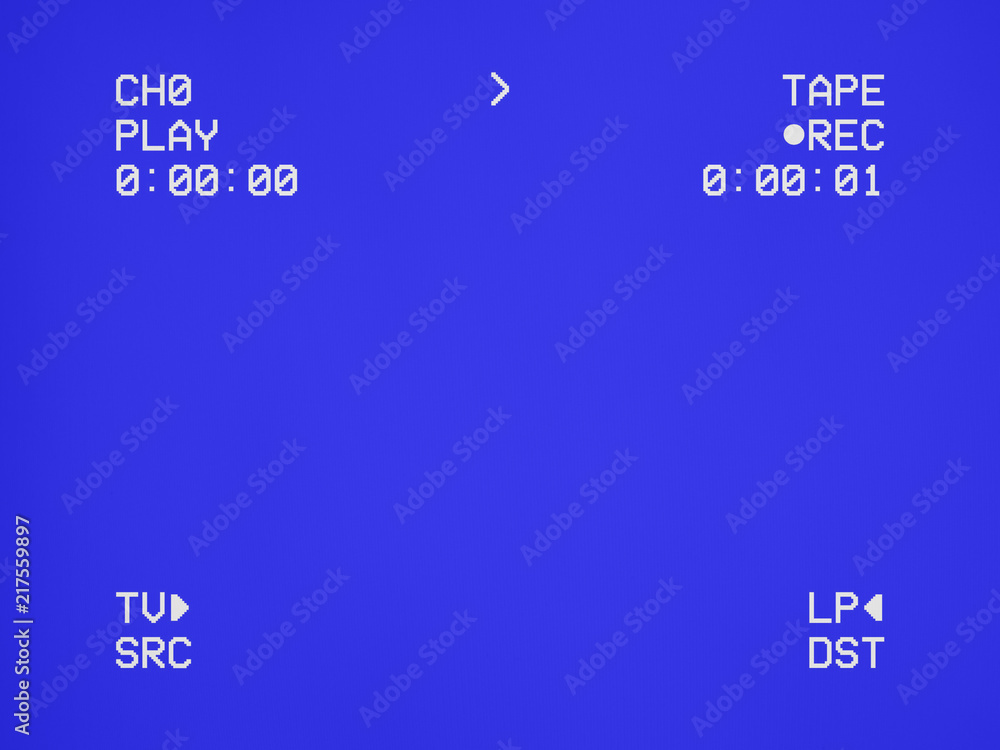A clean blue VHS tape screen tracking a signal coming from a double