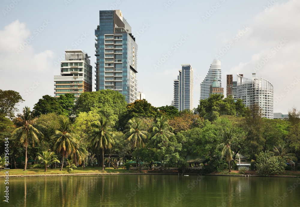 Fototapeta premium Lumphini Park at Bang Rak district of Bangkok. Kingdom of Thailand