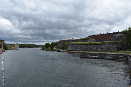 Suomenlinna Sea Fortress on a gloomy day. In Helsinki, Finland.