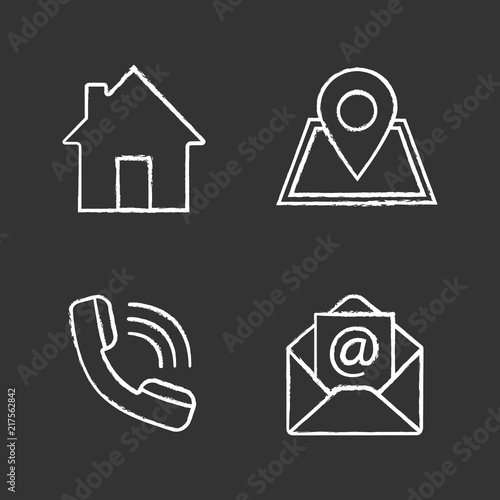 Information center chalk icons set